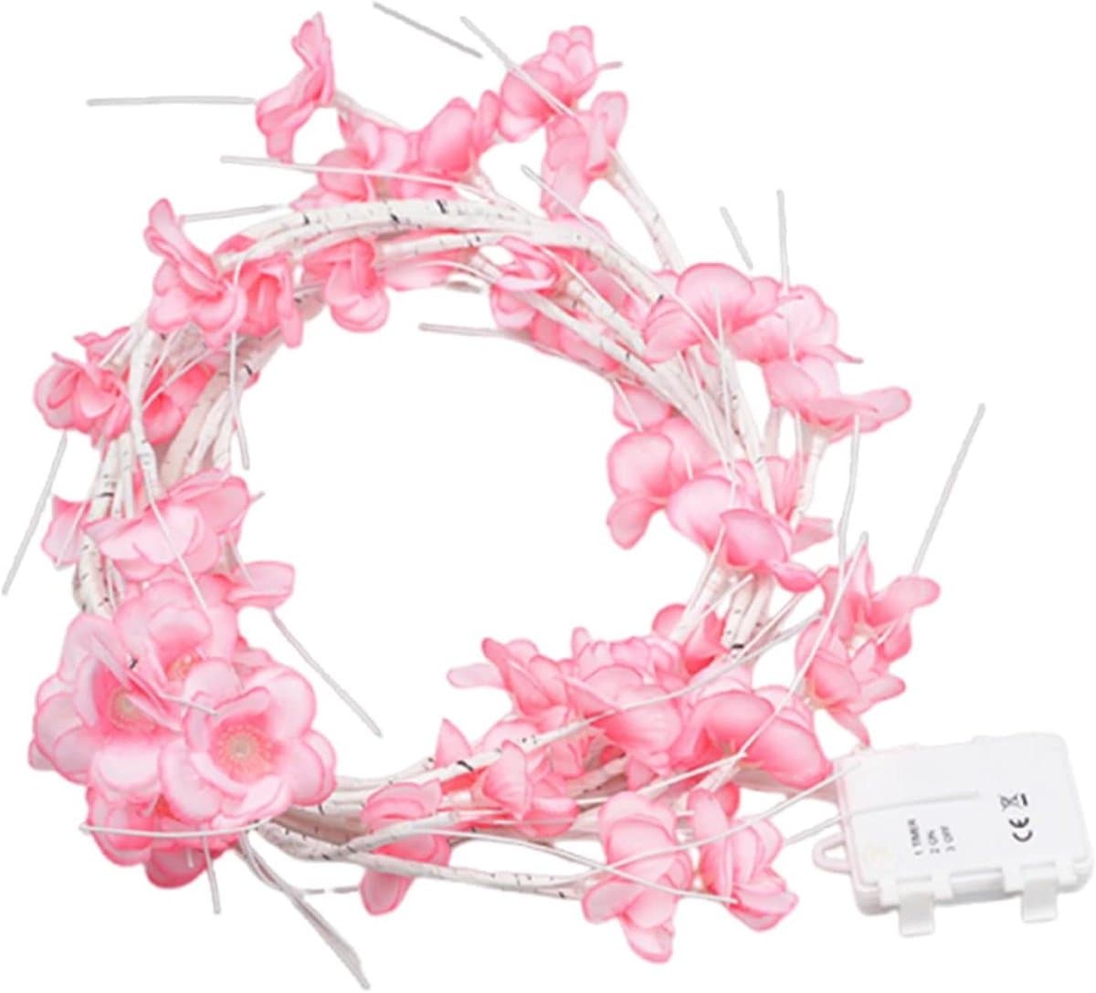 Decoratieve Lichtketting - Bloemenlichtsnoer Sfeerverlichting - Romantische Sfeer Creëren - Herbruikbaar Bloementak Design - 1.8 m - Roze