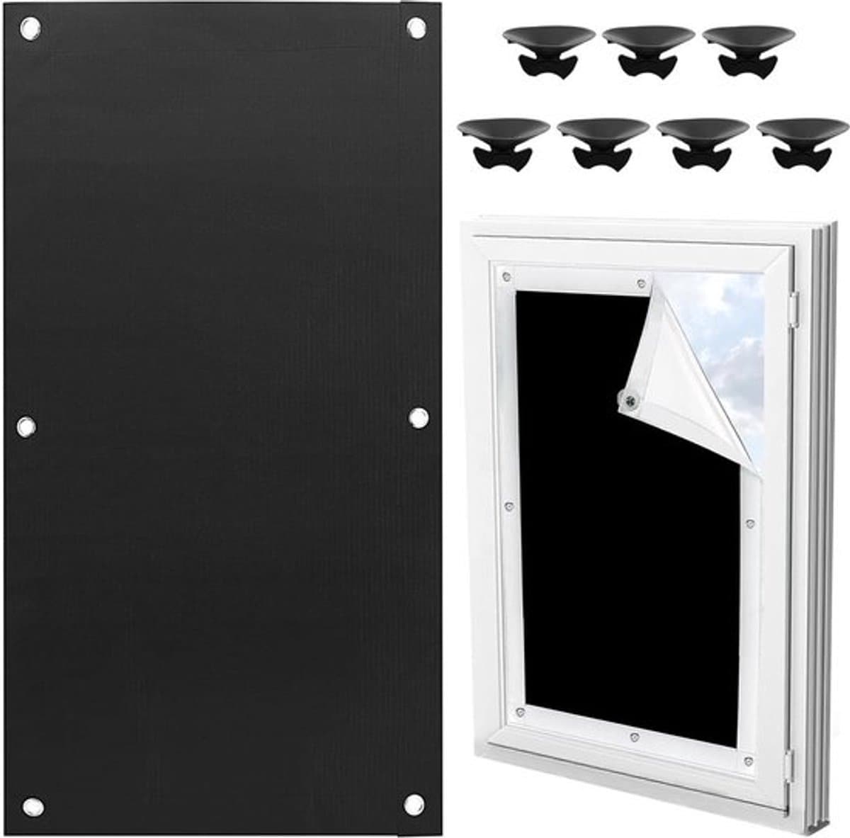 Universeel zonnescherm met zuignappen - 60 x 115 cm - Isolerende/zonwerende stof - Zonneschermdoek met zuignappen - Machinewasbaar - Geen boren nodig - UV-beschermd - Geschikt voor reizen, slaapkamers, campers en dakramen