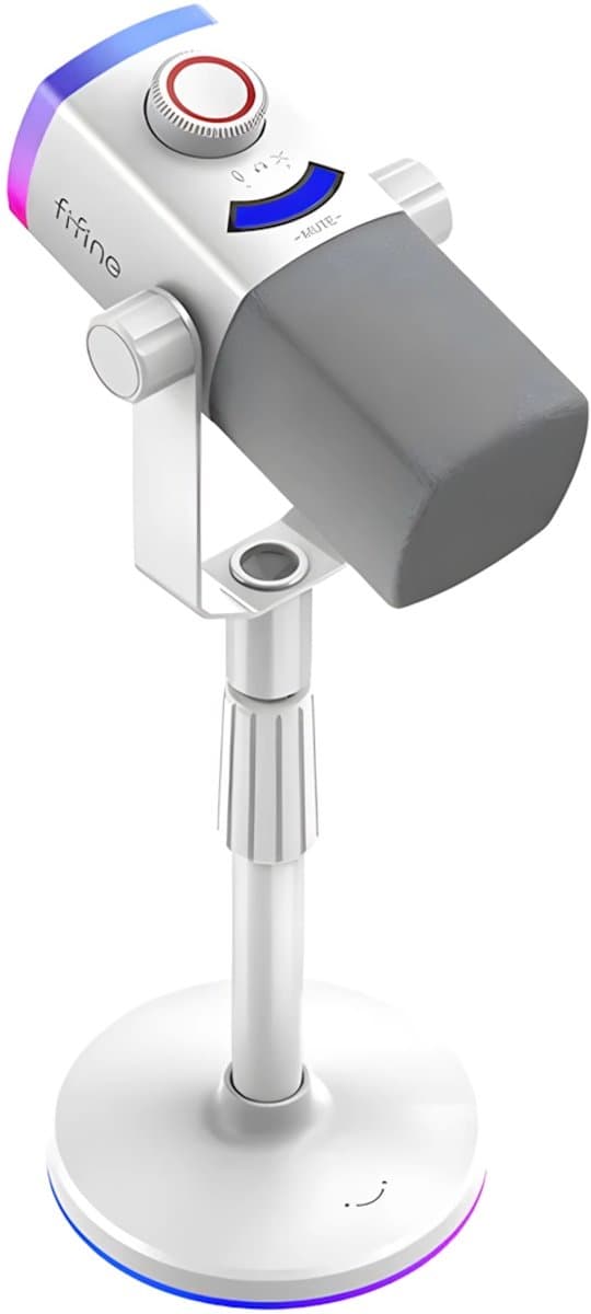 FIFINE AM8 PROS - USB / XLR Studio Microfoon - Geschikt voor PC/PS4/PS5 - RGB - Podcast - Gaming - Streaming - Wit