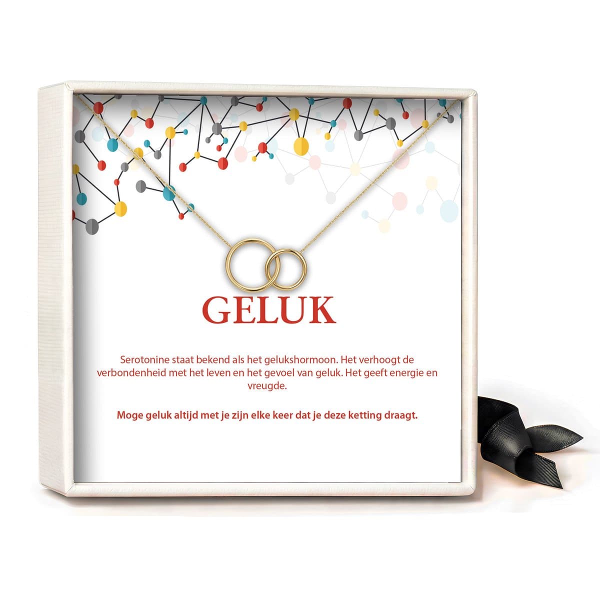 Pera Jewelry - 925 sterling zilveren Twee Ringen ketting - Geluk - Collier - Ketting Dames - Ketting met Hanger