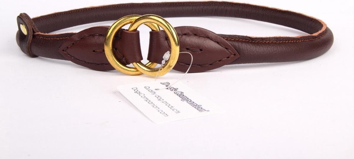 Dog's Companion Leren Sliphalsband - Lengte: 50 cm x 8 mm - Messing - Bruin