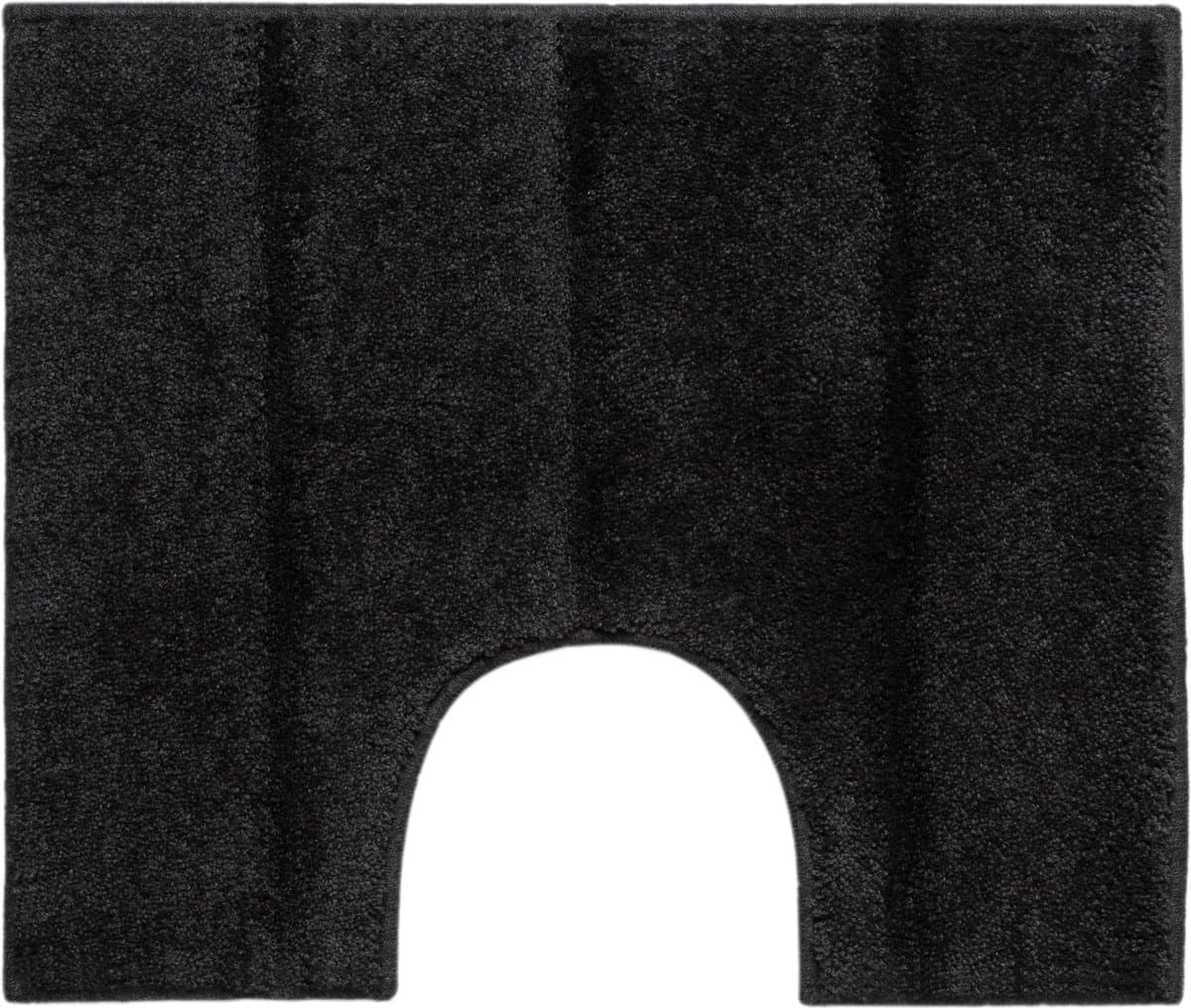 Casilin Toiletmat Vierkant - 50 x 60cm Ray - WC Mat met Uitsparing - Waterabsorberende Badmat - Wasbaar en Sneldrogend - Zachte microvezel - Zwart