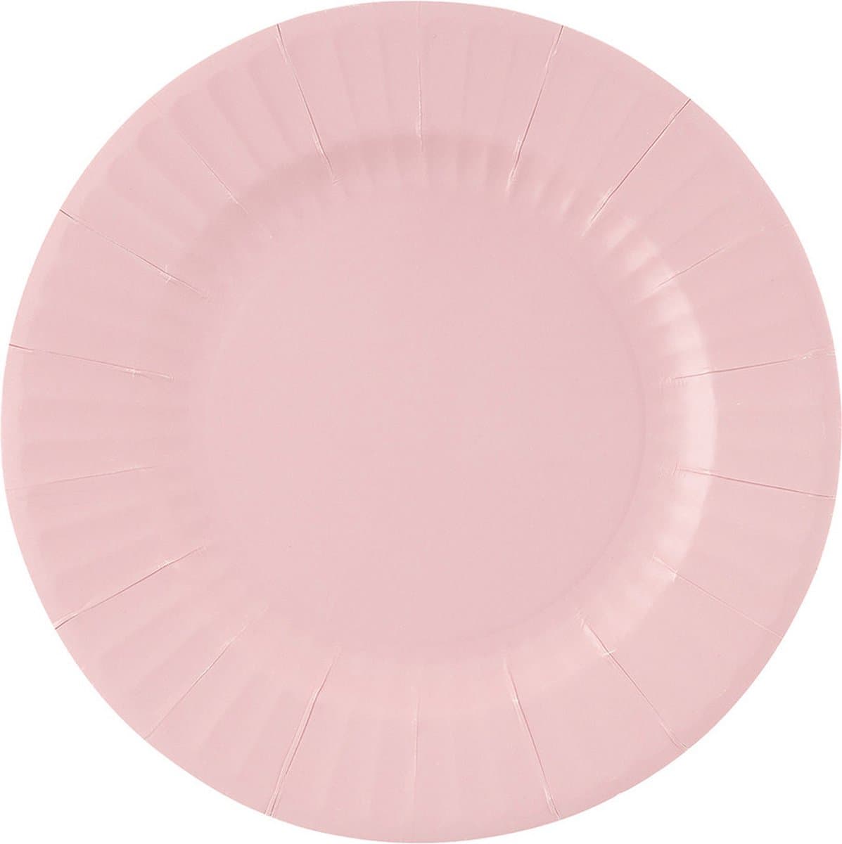 Givi Italia Feestbordjes/BBQ bordjes - 8x - lichtroze - rond - papier/karton - 27cm - biologisch afbreekbaar - groot