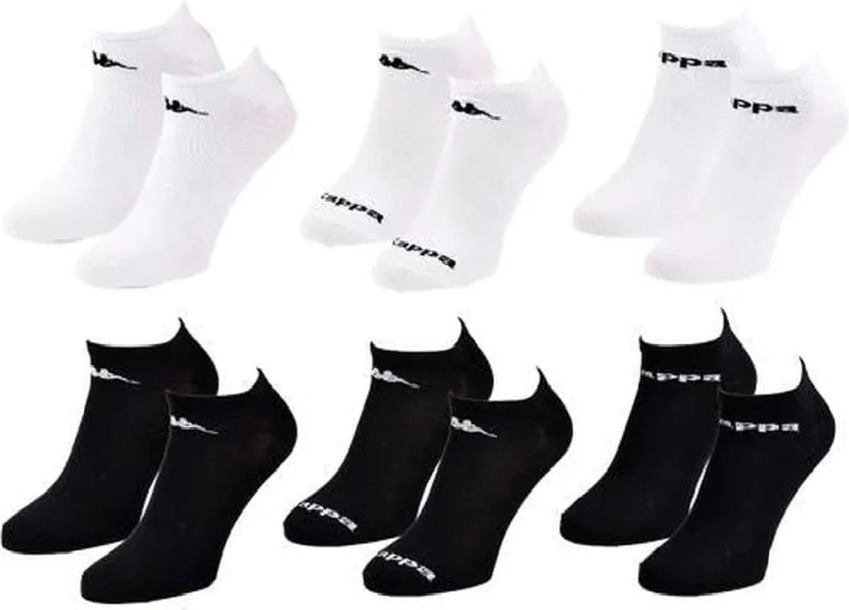 Kappa sneakersokken 6 paar black&white maat 39/42