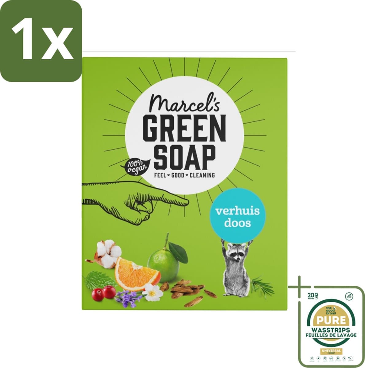 1 x Marcel's Green Soap - Verhuisdoos - Duurzaam Schoonmaken - Natuurlijke verzorging - 8 Zeepjes- Verhuizing - Schoonmaken - Natuurlijke Reiniging - Duurzaamheid - Verhuisdoos
