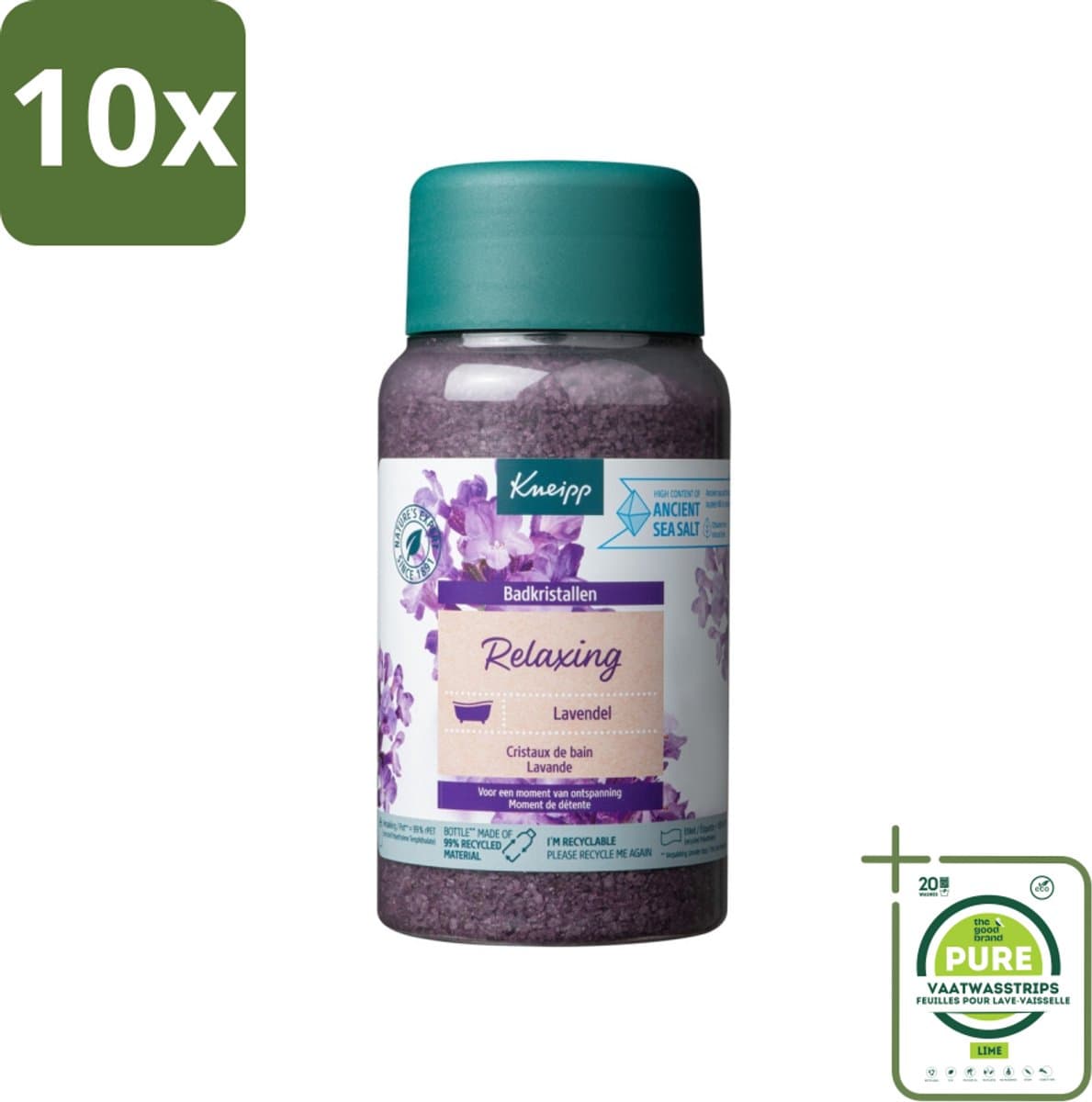 10 x Kneipp - Badzout - Badkristallen - Lavendel - 600 g - Grootverpakking - Badzout - Lavendel - Ontspannend Bad - Thermaal Zout - Aromatherapie