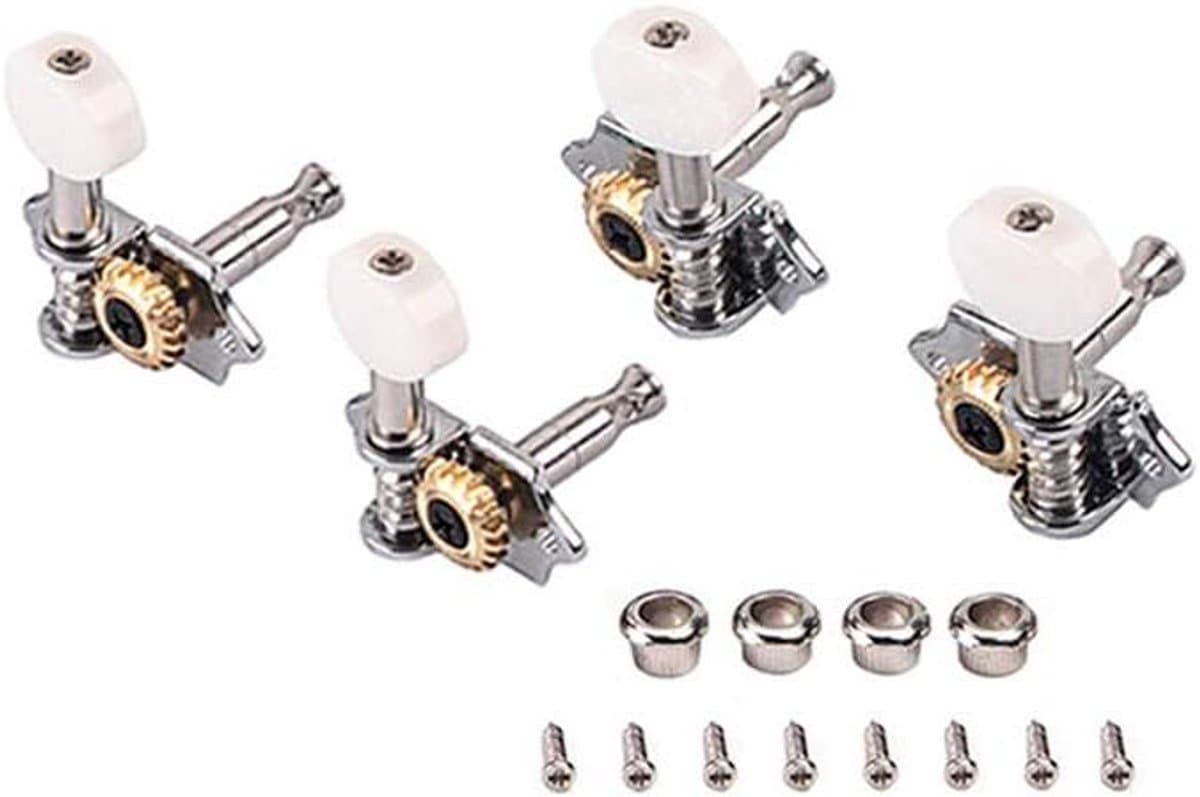 Allecta - Machine Heads met witte knop voor Ukulele en 4-snarige Gitaar