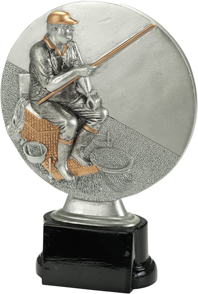 Trofee Visser Op Viskist 3-D Reliëf Witvisser 2e Prijs Witviswedstrijd Vaste Hengel Wedstrijd Vissen