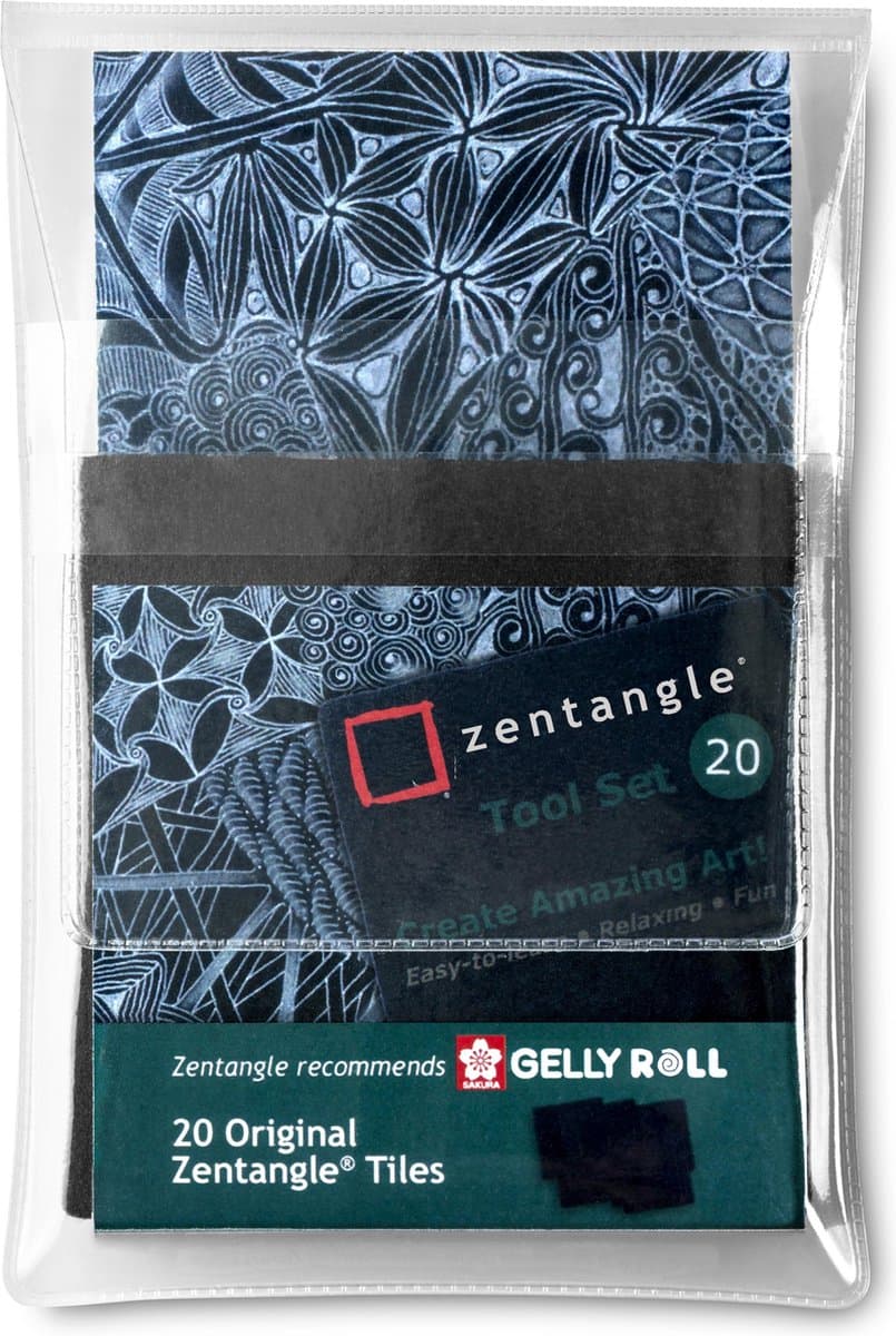 Sakura Zentangle Original tile set 20 zwart