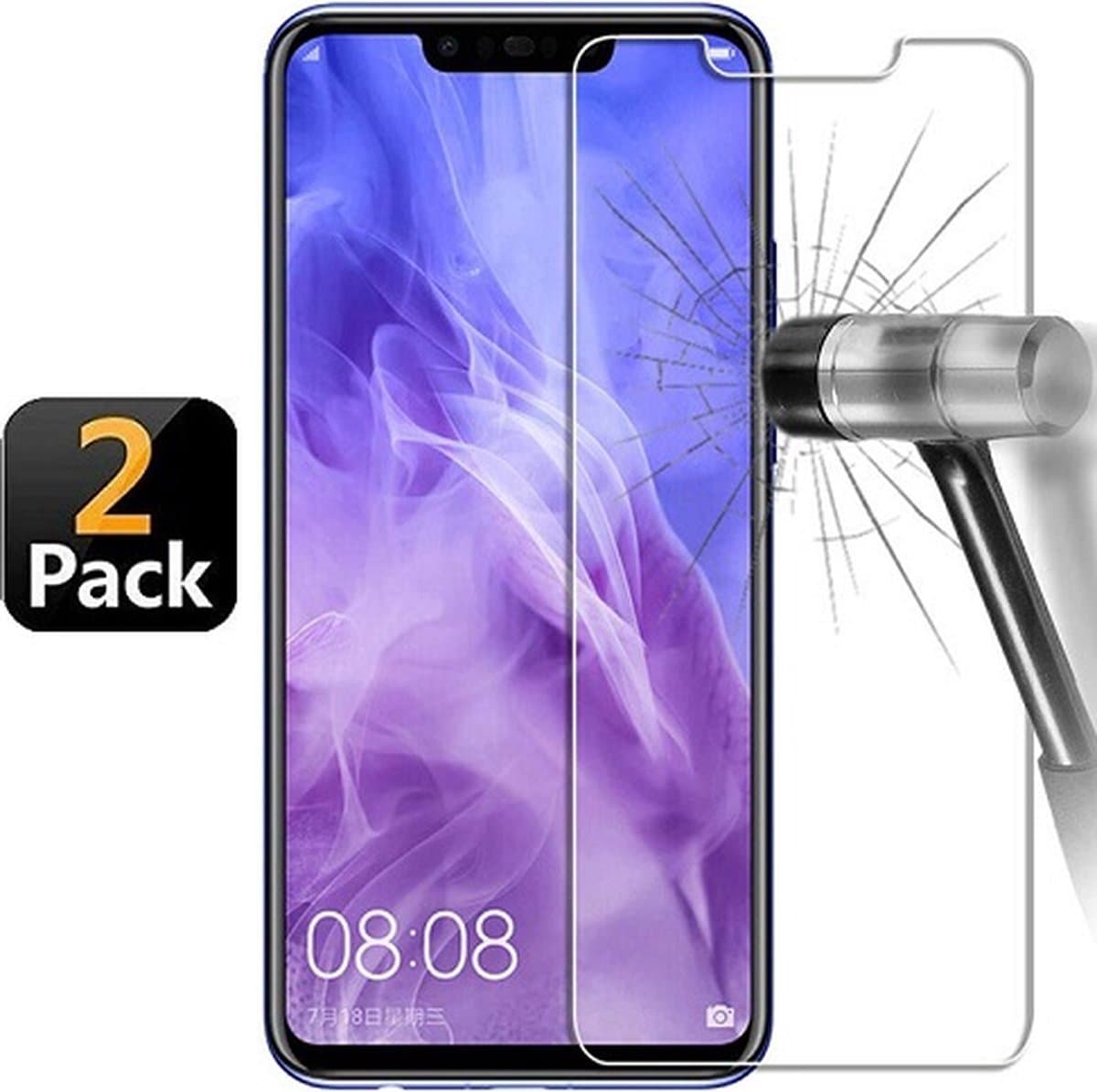 Huawei P Smart Plus 2018 Screenprotector Beschermglas 2x