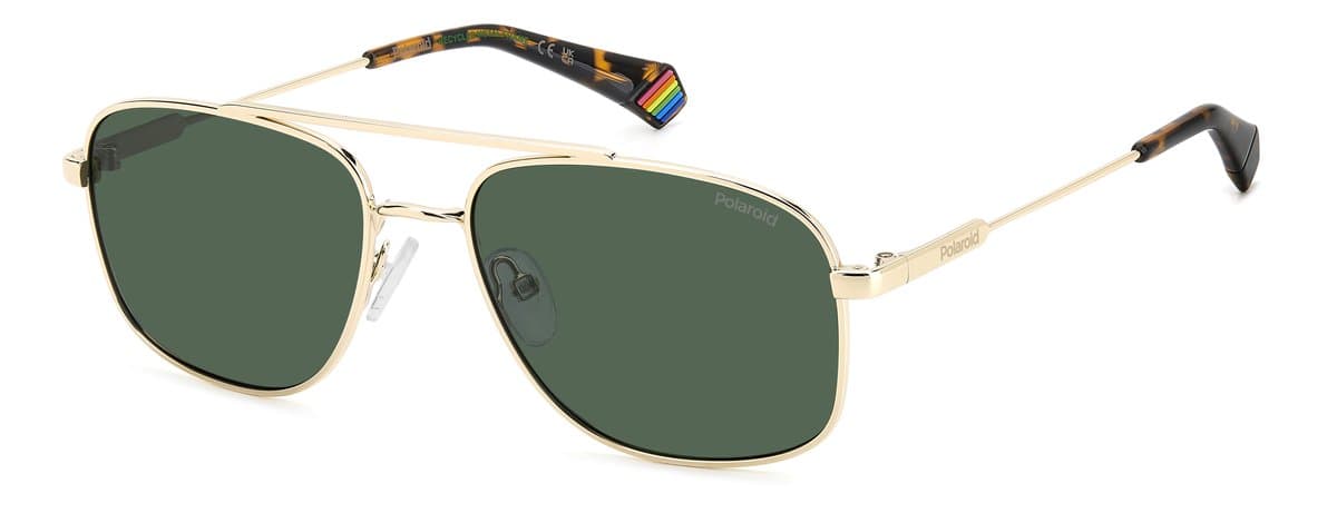 Polaroid® Gold & Green Classic Pilot Pilotenbril Heren Lichtgewicht Zonnebril Gepolariseerde Bril