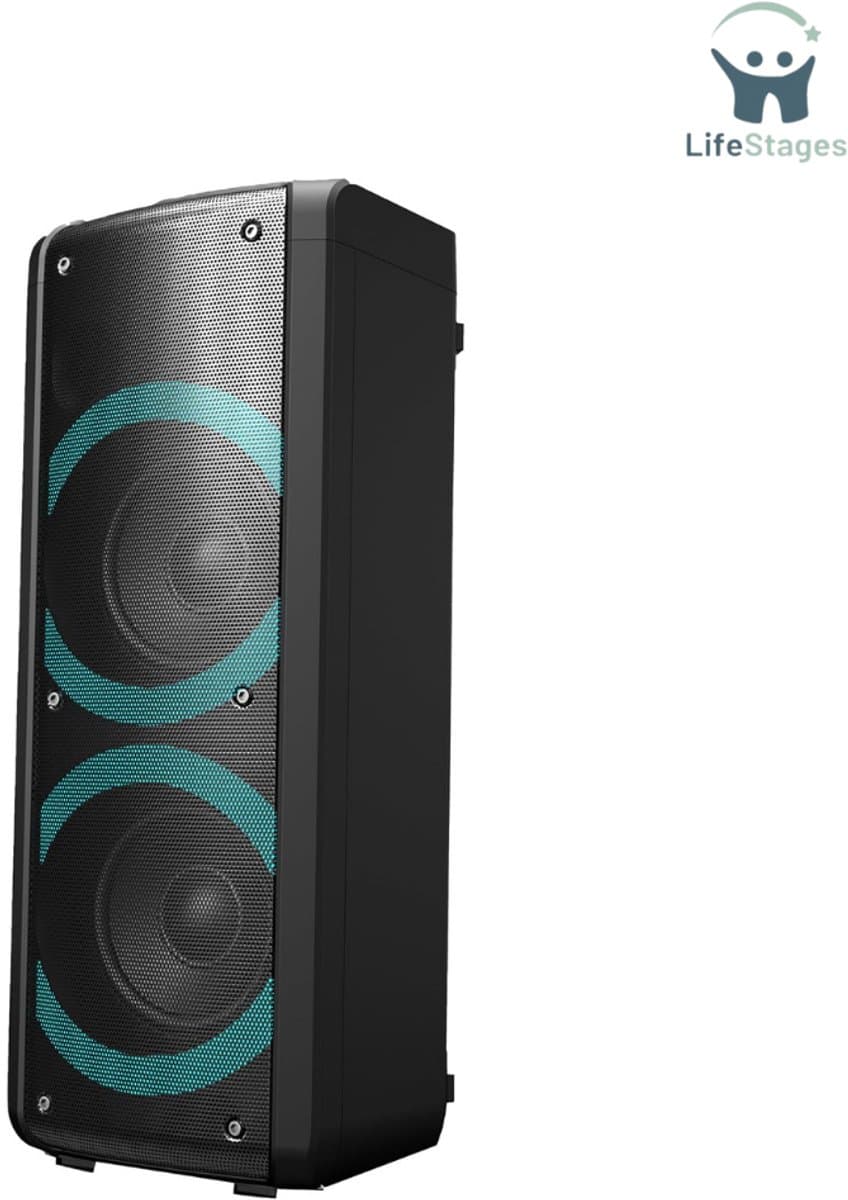 LifeStages - Party Speaker - Feestspreker - Draagbare Luidspreker - Bluetooth Luidspreker - Partybox Met Discolichten