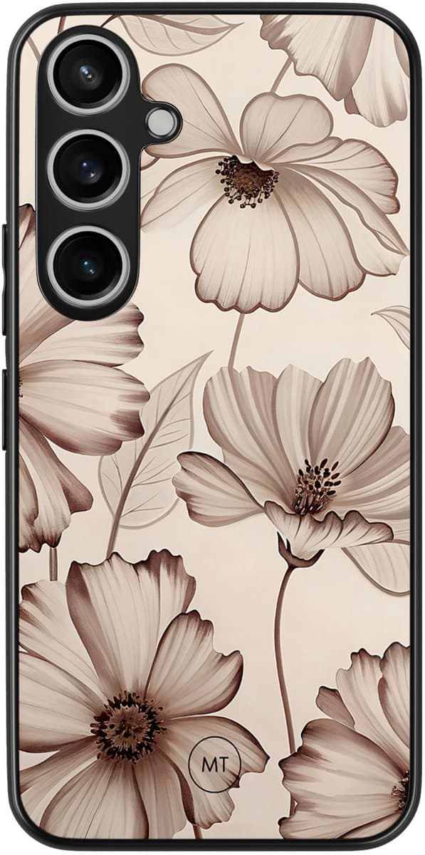 Hoesje geschikt voor Samsung Galaxy A55 - Sand flowers - TPU Hard Case Backcover - Beige - Mooie Telefoonhoesjes