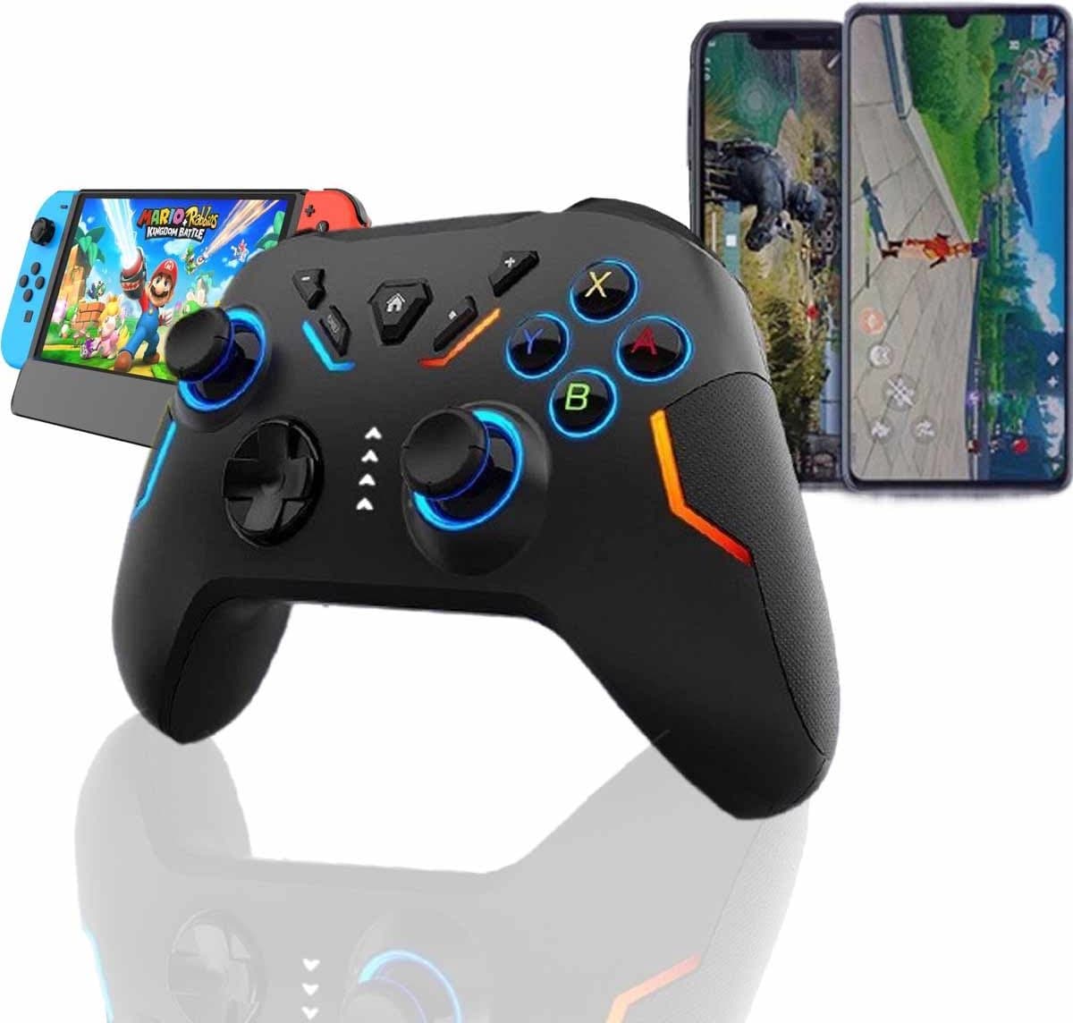 Meedeer Pro Controller Draadloos-RGB Verlichting- Nintendo Switch Controller Compatibel met Switch/Switch Lite/Switch OLED/IOS/Android/Windows,- Wireless Switch Pro Controller met LED-kleurlicht/Dual shock/Turbo/Motion Control