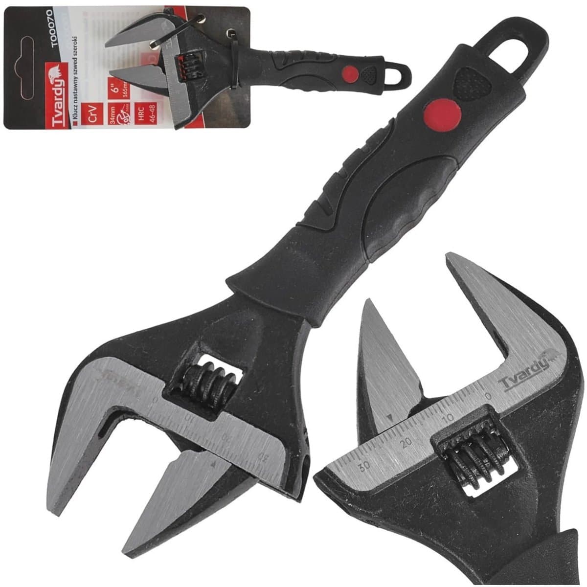 Tvardy Verstelbare moersleutel - extra brede bek - CrV staal - ergonomisch - 0-34 mm