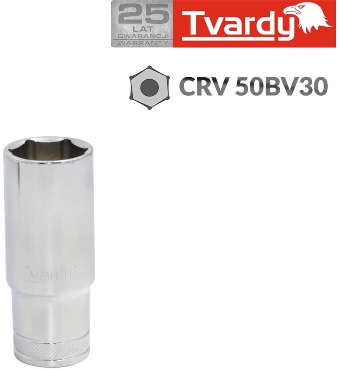 Tvardy Diepe dopsleutel - 6-punts - 21 mm - Chroom vanadium - Knurled ring