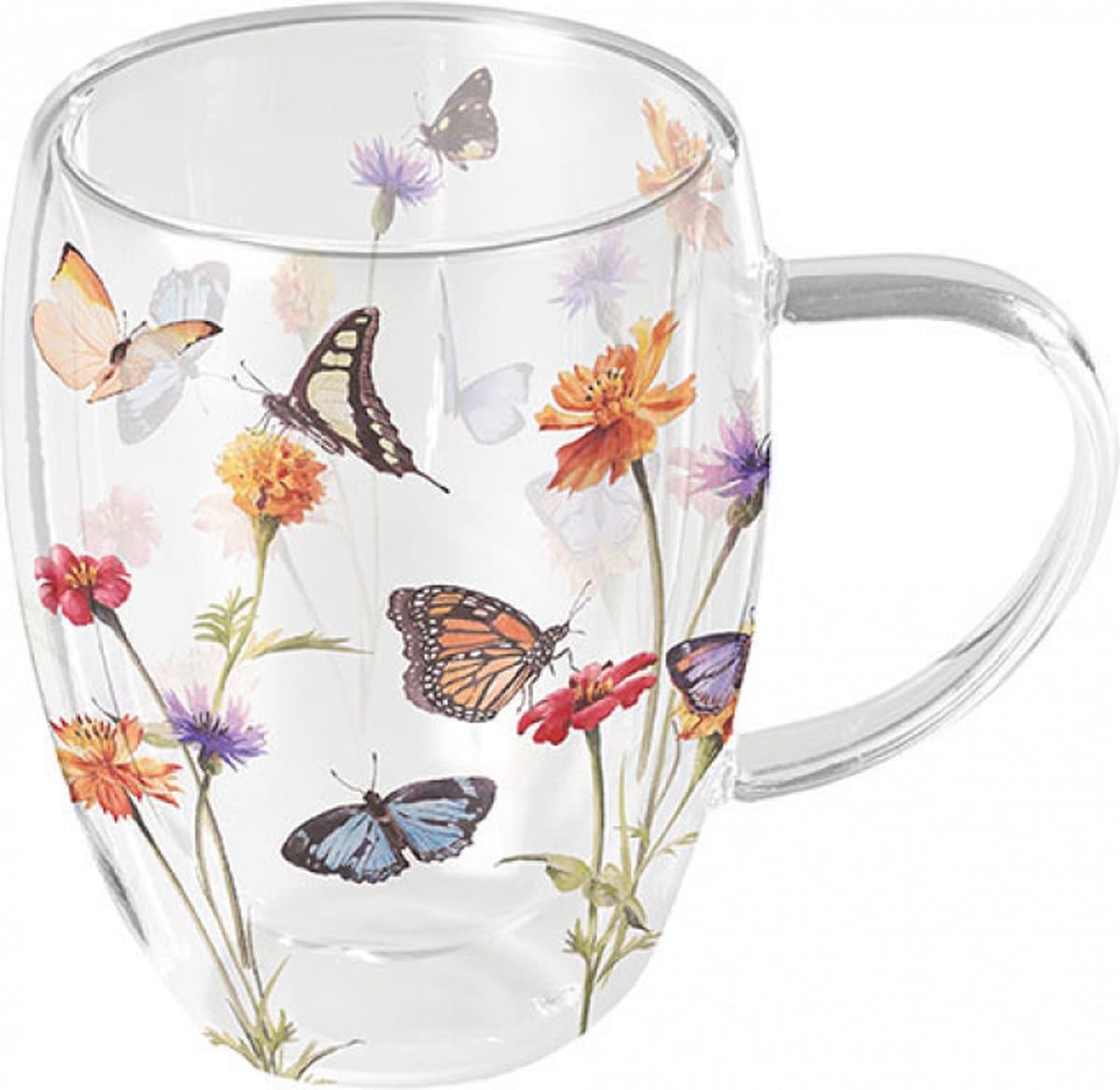 dubbelwandig-theeglas-butterfly garden-Ambiente-vlinders-cadeau-kado-double walled-Borosilicate glass- 350 ml