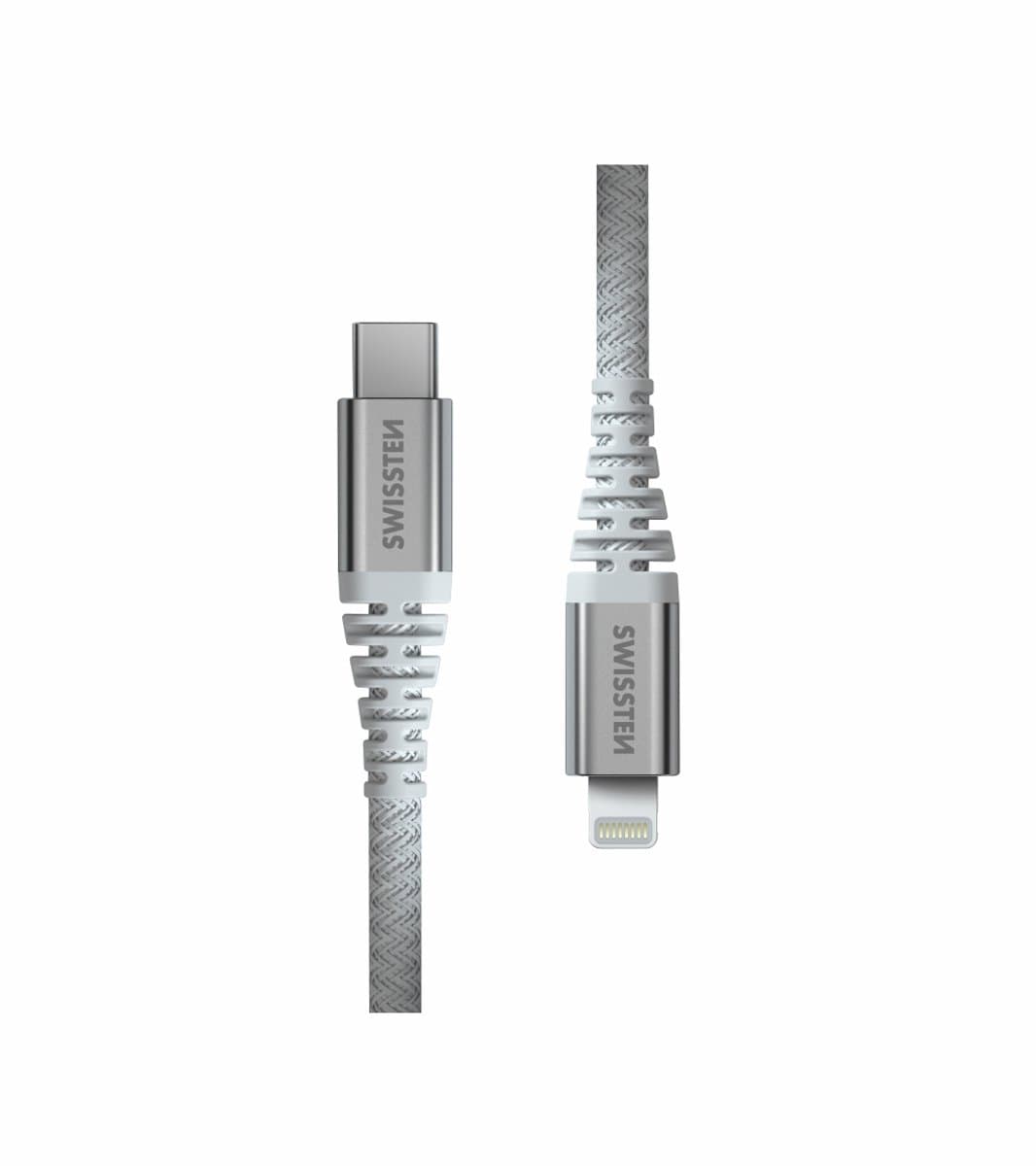 Swissten Kevlar USB-C naar Lightning kabel - Geschikt voor iPhone 7/8/X/11/12/13/14 - 1.5M - Wit