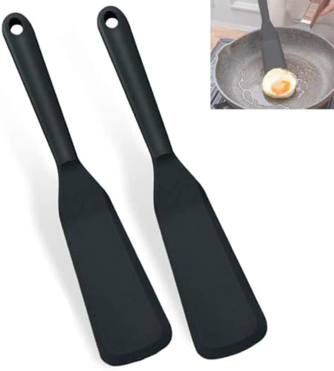 Selbro ® 2 Stuks Silicone Spatel Met Lange Steel, Anti-Aanbak Kook Spatel, Omelet Spatel Deeg Schraper