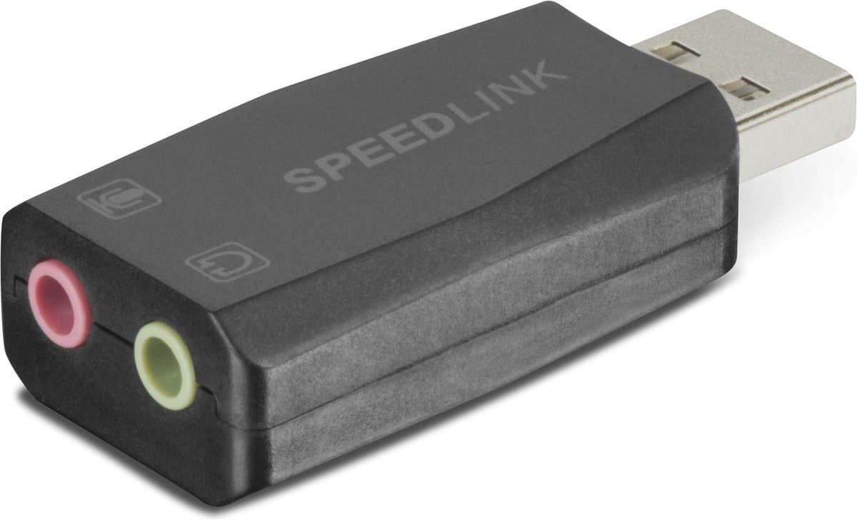 Speedlink VIGO - USB Geluids Kaart - Microfoon Ingang - PC & Headset - Zwart