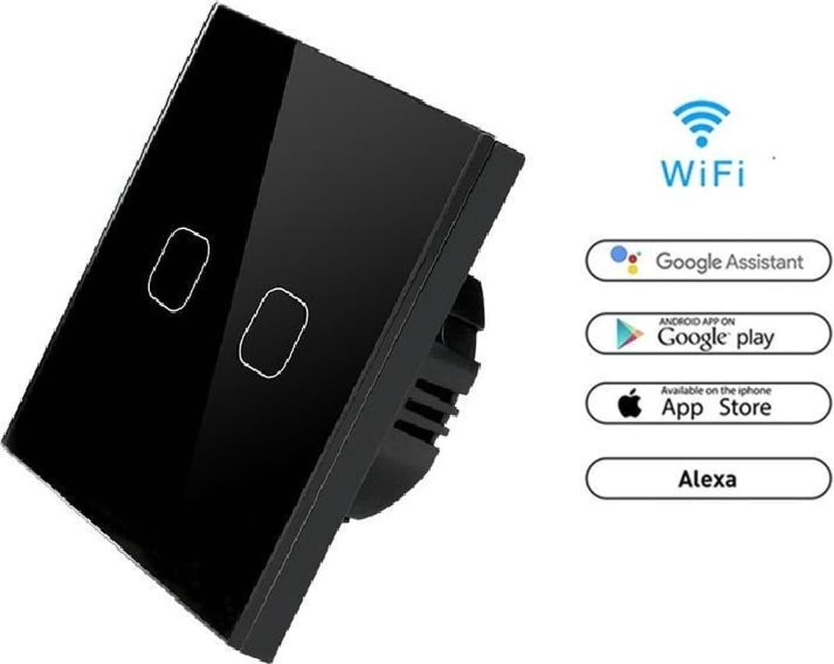 WIFI Wand schakelaar Touch 1x zwart 86mm 1 gehard glas paneel muur Switch lichte aanraking-wegschakelaar AC 90-250 v 400W 2A 1x schakelaar 2 weg WIFI