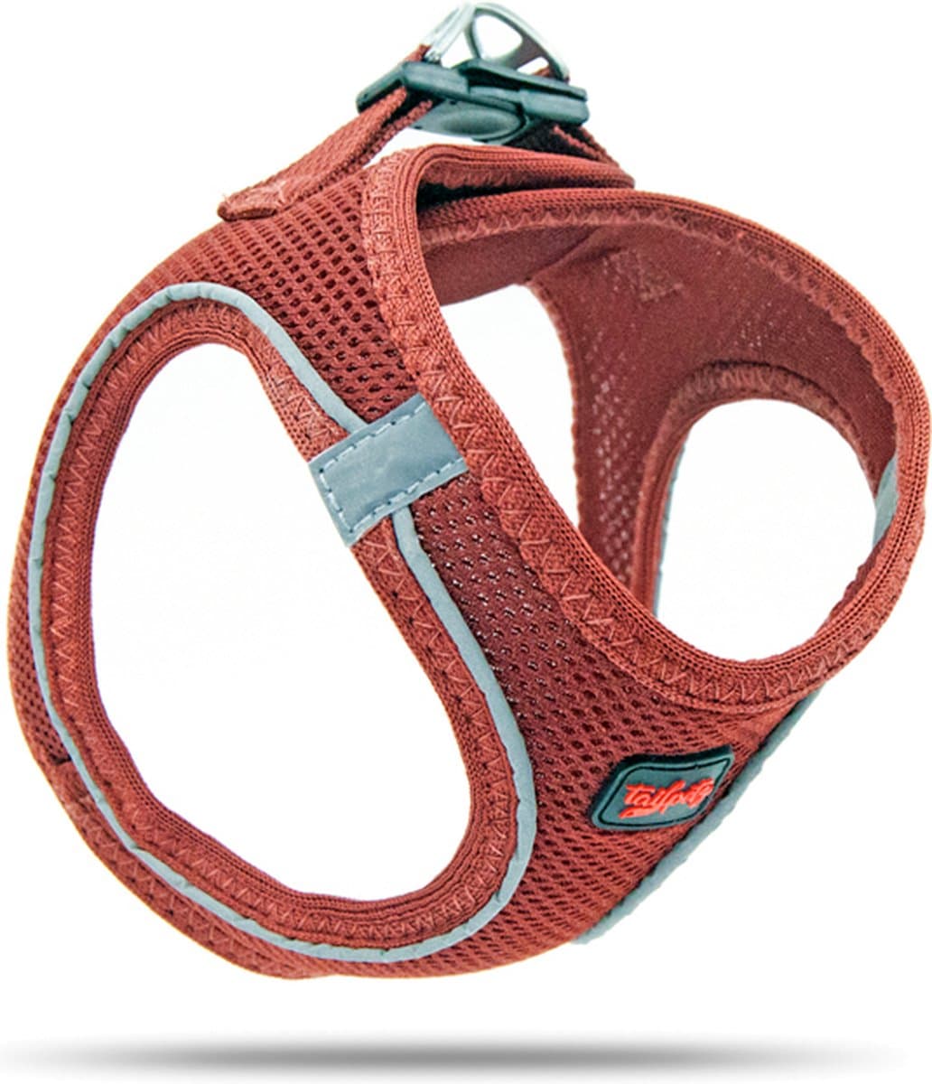 Tailpetz - Air-Mesh Harness - Hondenharnas - Hondentuig - Hondentuigje Kleine Hond - Y Tuig Hond - Harnas Hond - Anti Trek Tuig Hond - Reflecterend - Maat XS - Claret
