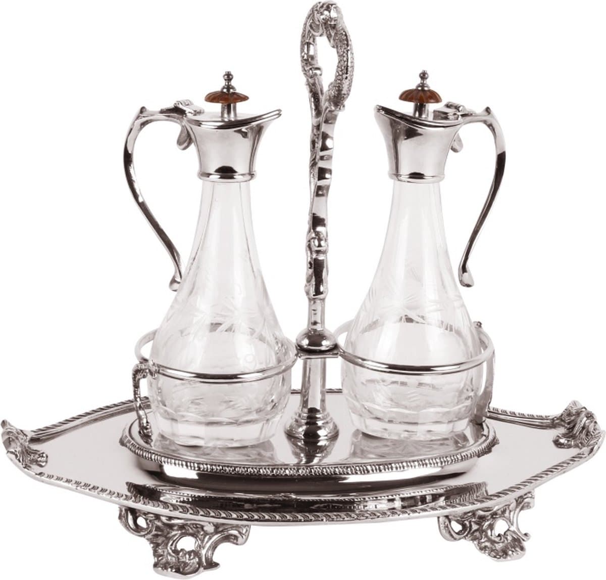 Baroque - Olie- en azijnstel - Tafelgerei set van 2 koper 29x18 cm - 25x29x18 - Brass+glass