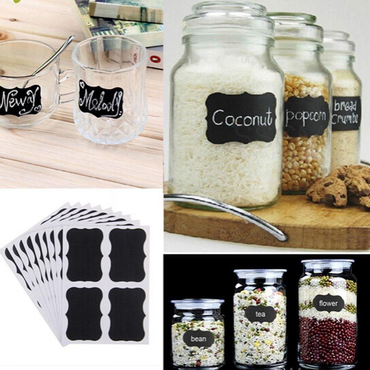 KELERINO. Keuken Etiket Labels Zwart - 36 stuks