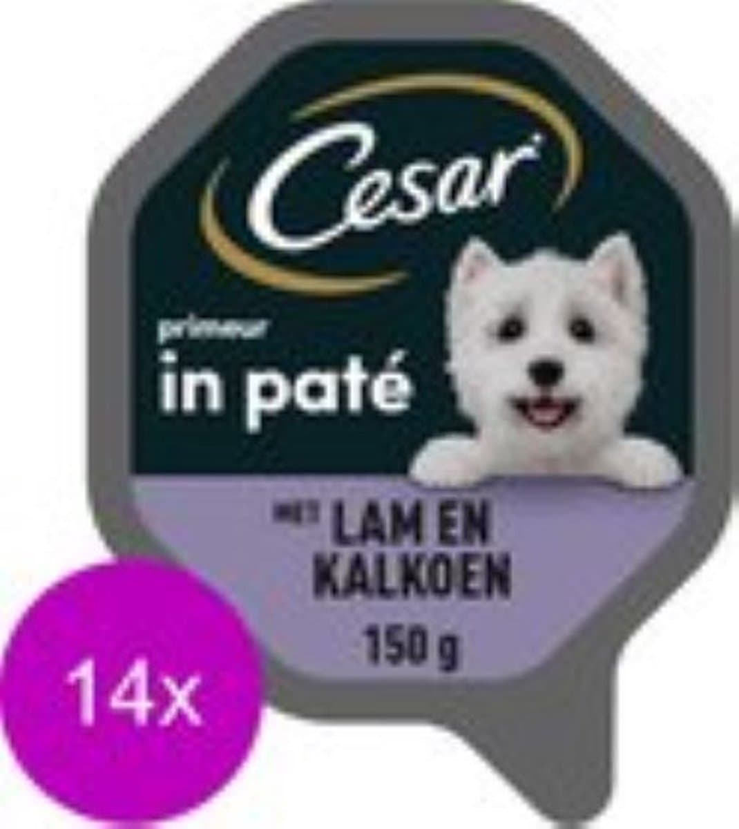 14x Cesar Classic Kuipje Paté Lam & Kalkoen - Hondenvoeding - 150g