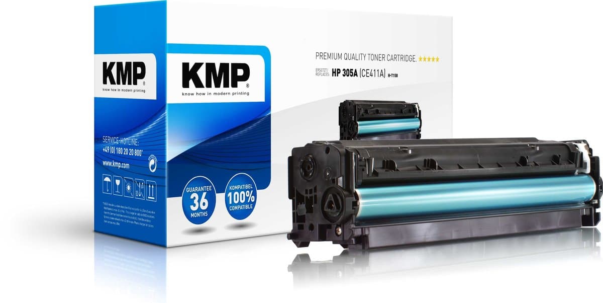 KMP H-T158 Tonercassette vervangt HP 305A, CE411A Cyaan 3400 bladzijden Compatibel Toner