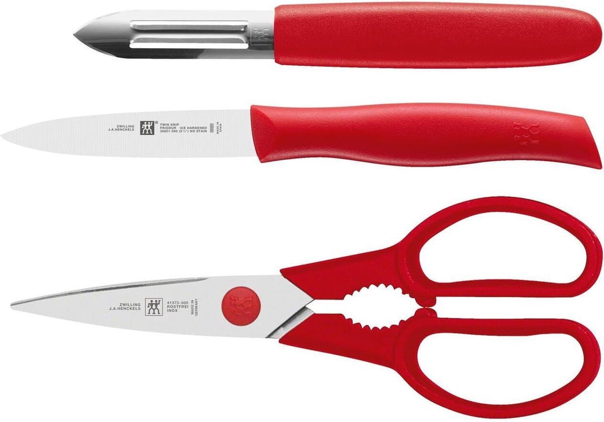 ZWILLING TWIN GRIP MESSENSET, 3-DELIG ( Rood)
