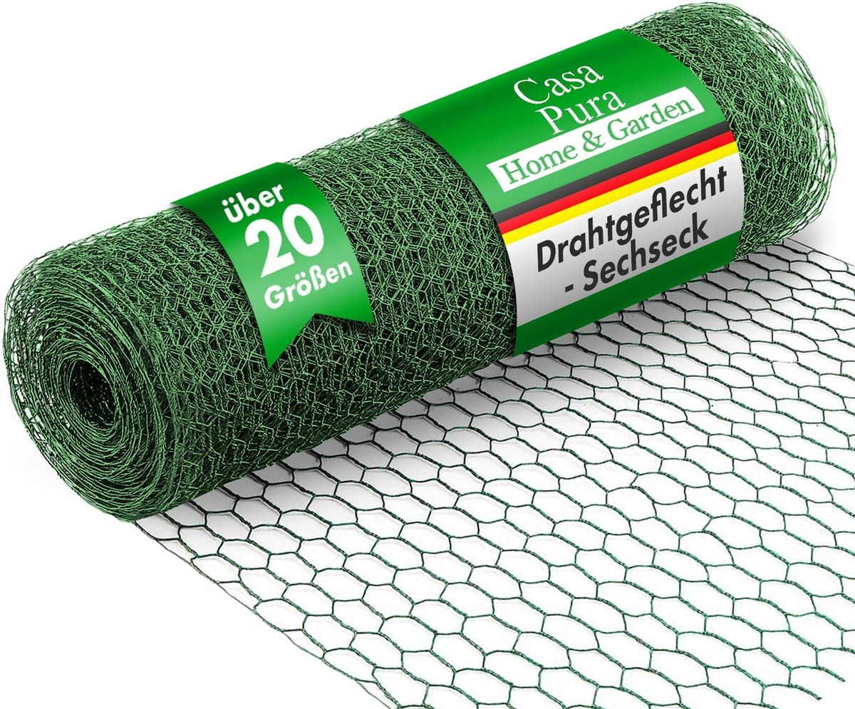 FLOORDIREKT Tuingaas - Tuinhek - Groen - Maaswijdte: 25 mm - Hoogte: 100 cm - Lengte: 10 m