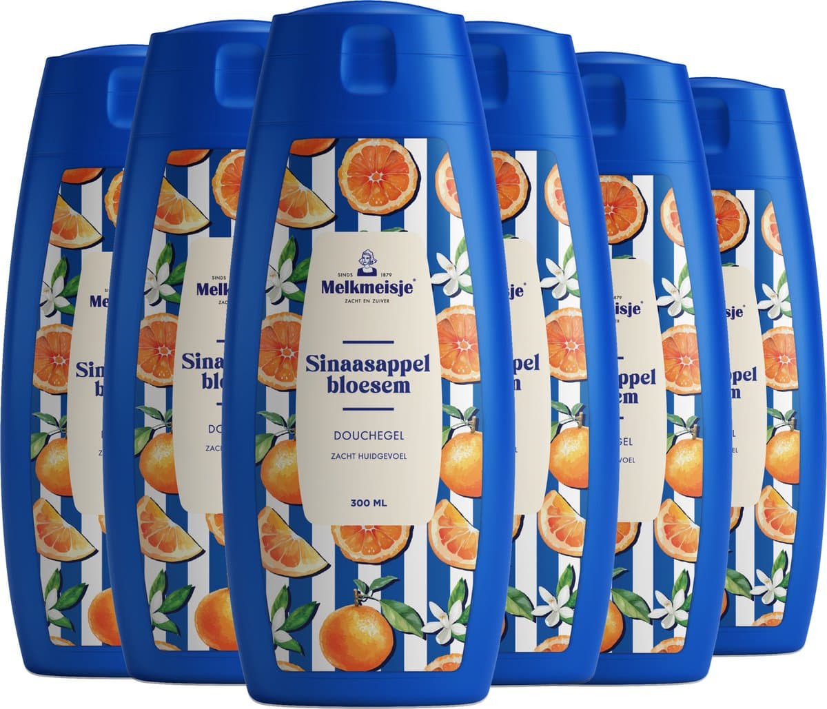 Melkmeisje Bad & Douche creme Sinaasappel - 6x 300ml - Voordeelverpakking
