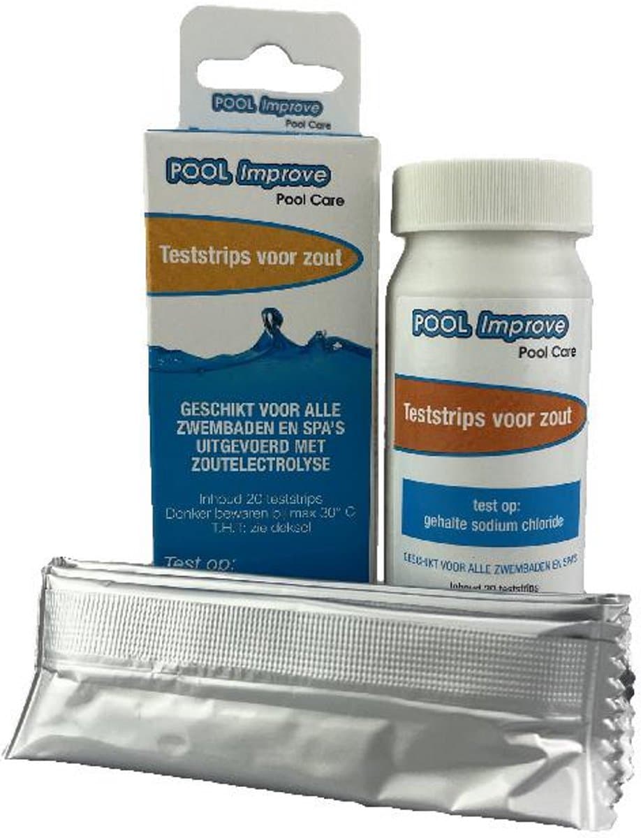 Pool Improve Teststrips Zout - 20 Stuks - Voor Zoutelektrolyse Zwembad - Meet Nauwkeurig Zoutgehalte - Snelle Wateranalyse