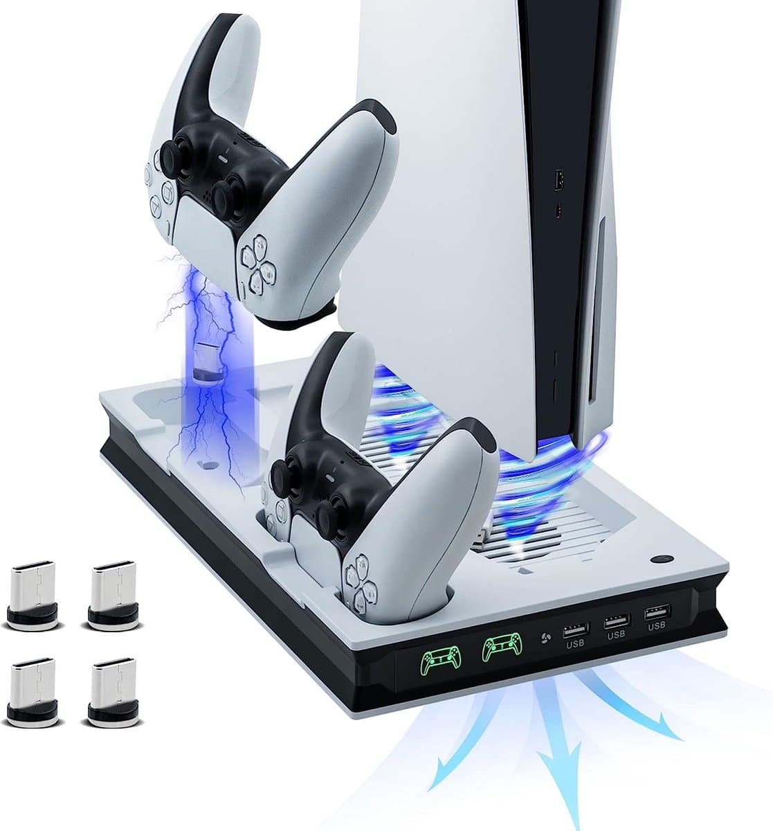 Multifunctionele Station Geschikt voor Playstation 5 - Snel Opladen van Dualsense Controllers - LED Indicator - Verbeterde Koeling - Eenvoudige Installatie - USB Aansluitingen - PS5 Digital & Disc Editie - Wit - Levering Sneller dan Aangegeven!