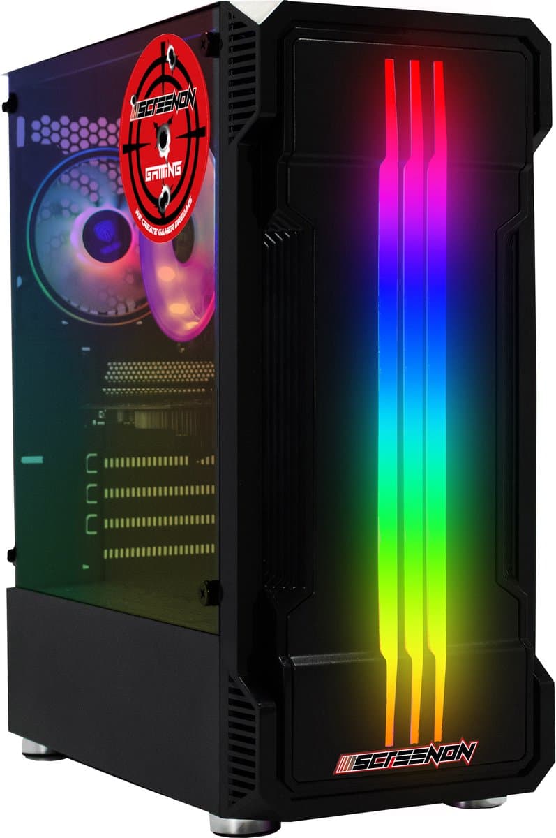 ScreenON - Game Computer / Gaming PC - Ryzen 5 - 500GB M.2 SSD - 16GB RAM - RTX 3050 - Game PC TX88292 - Windows 11