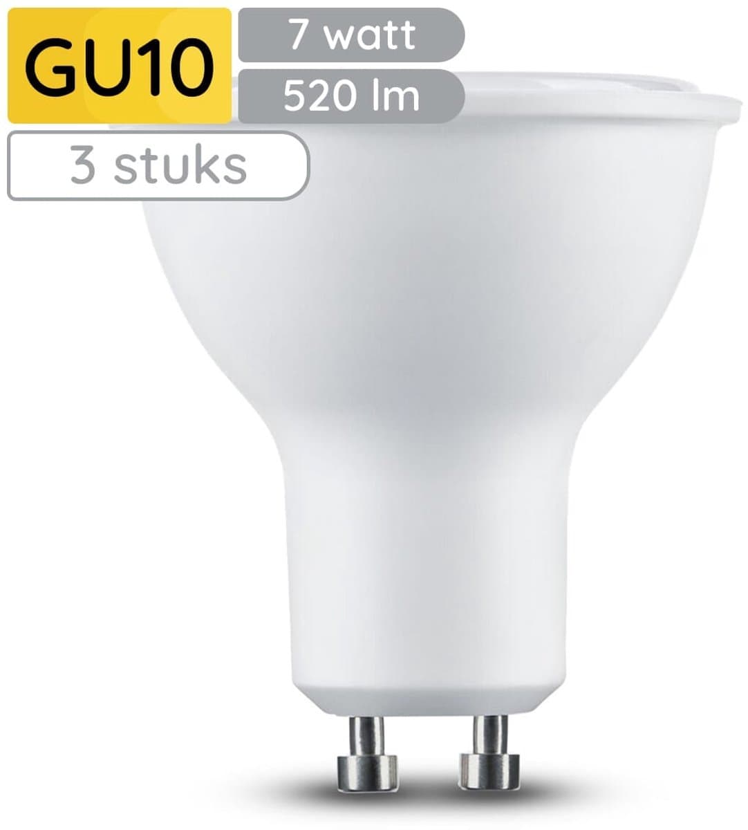 Technik GU10 LED Lamp 7W - 520lm - 2700K - Warm Wit - LED Spot - Vervangt 45W Halogeen Gloeilamp - 3 stuk