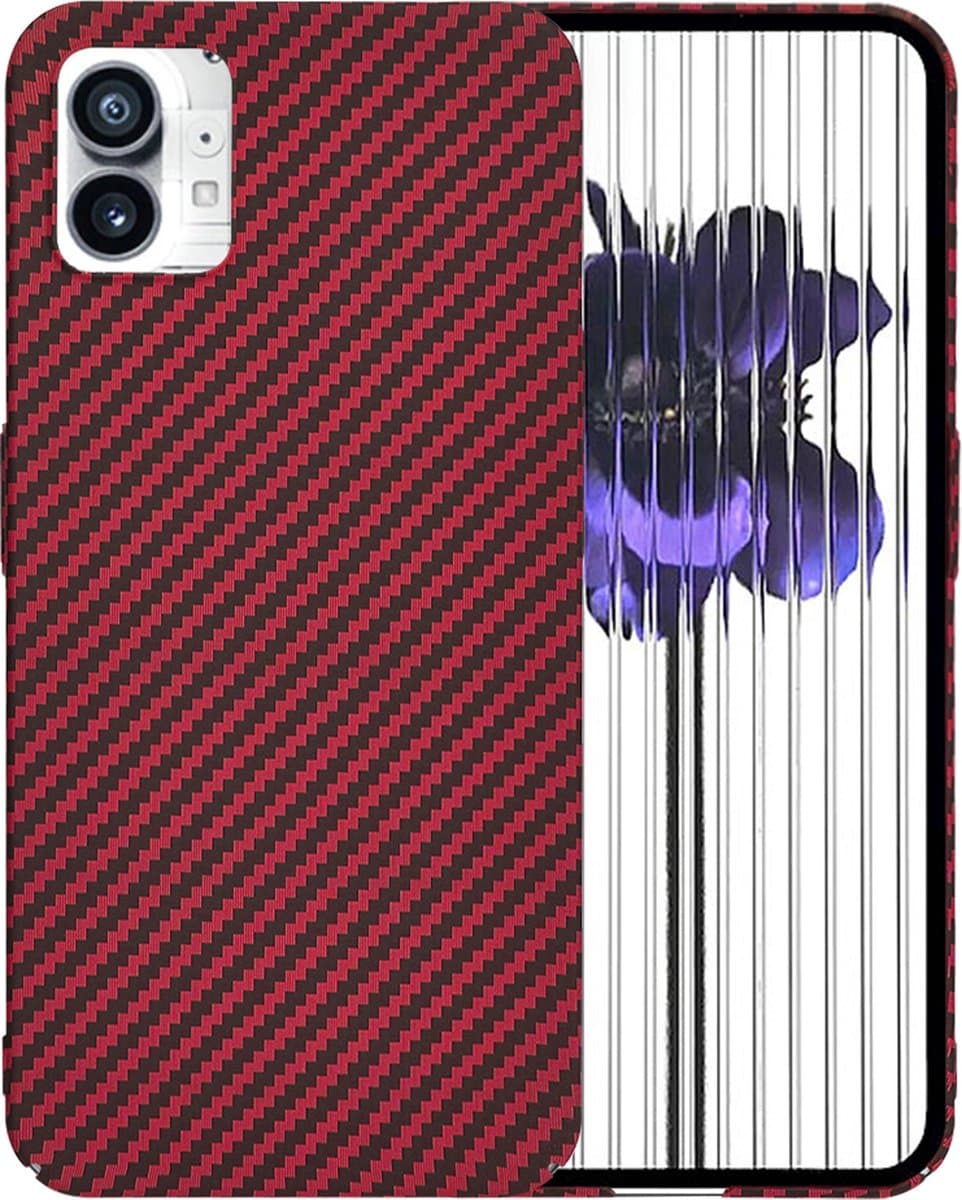 Hoesje geschikt voor Nothing Phone (1) - Techsuit Carbonite FiberShell Carbon Back Cover - Rood
