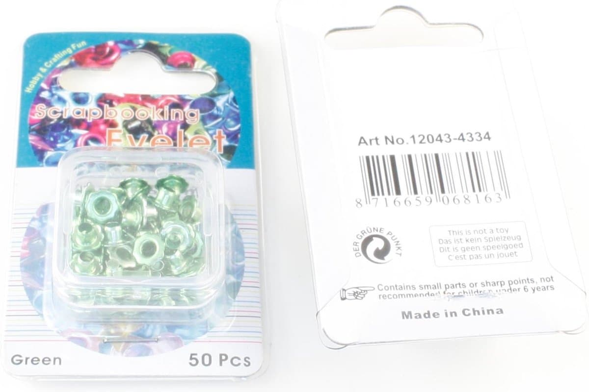 Scrapbooking Eyelets Bloem 6mm 50 stuks Groen Diameter gat 2.2mm.