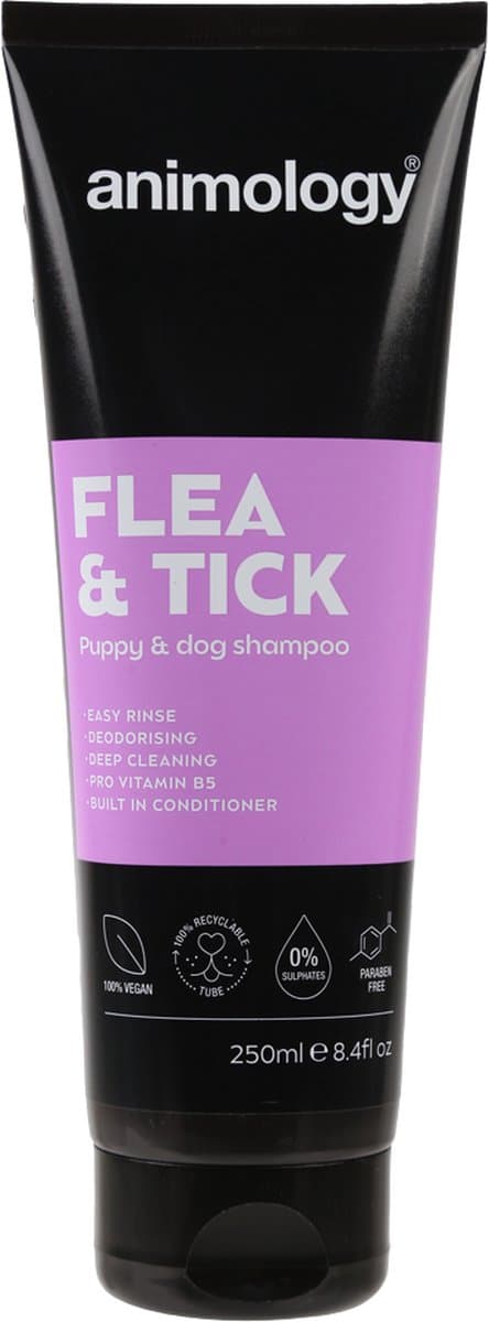 Animology Flea&Tick Hondenshampoo - Honden Conditioner - Vlooienshampoo Hond - Tegen Teken en Vlooien - 250 ml