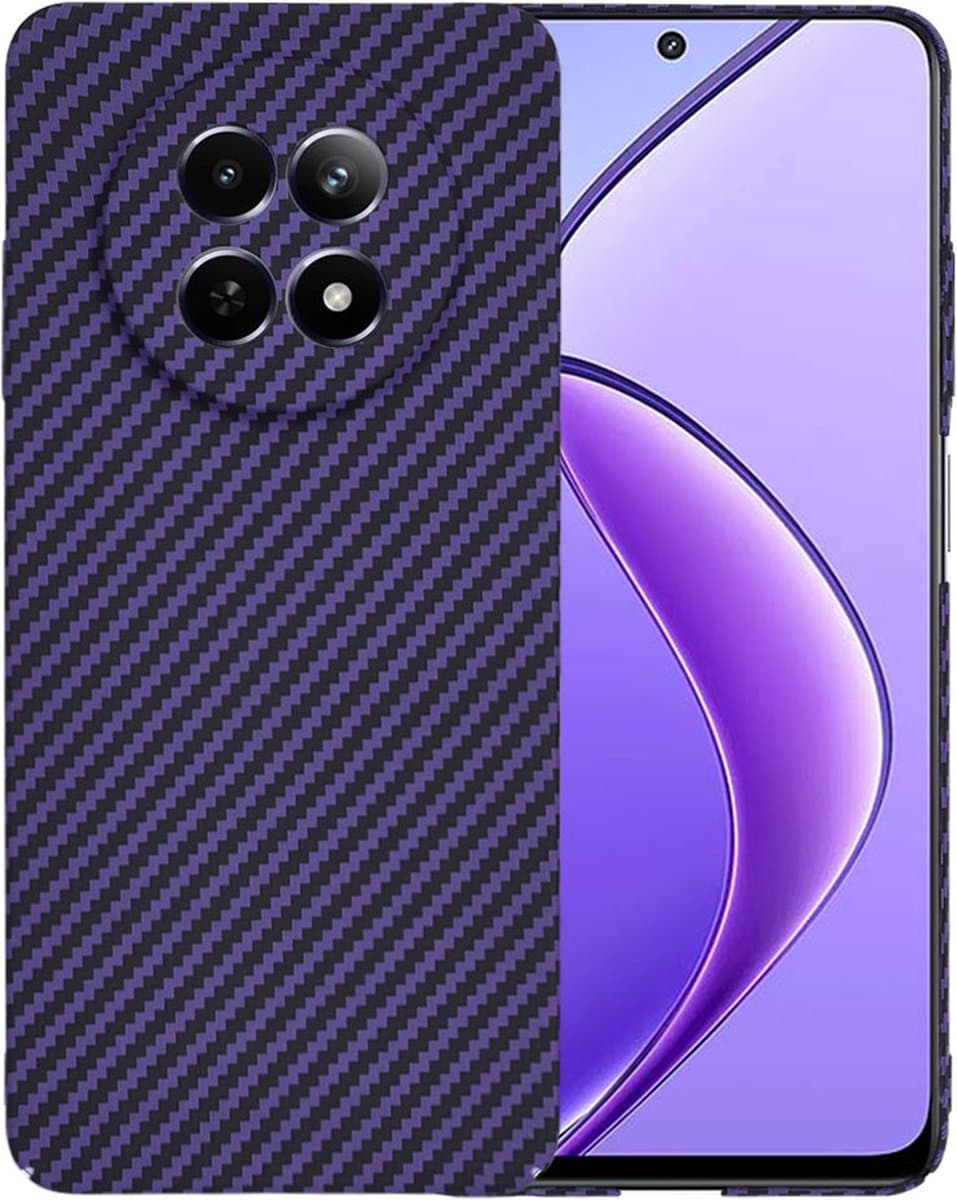 Hoesje geschikt voor Realme 12x - Techsuit Carbonite FiberShell Carbon Back Cover - Paars