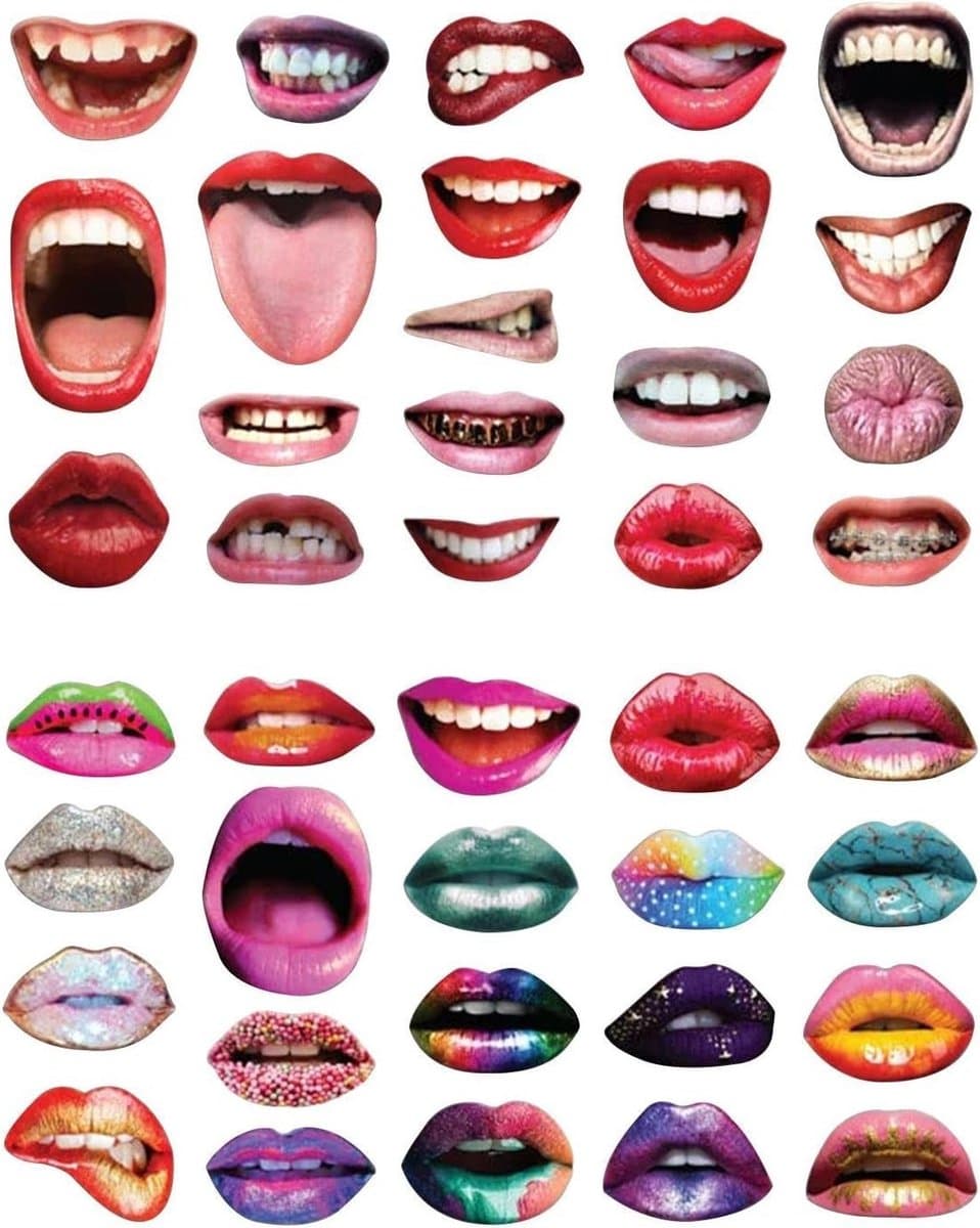 Grappige mondvormige accessoires voor foto's, 40 stuks, feestbenodigdheden, creatieve en leuke fotoproppen