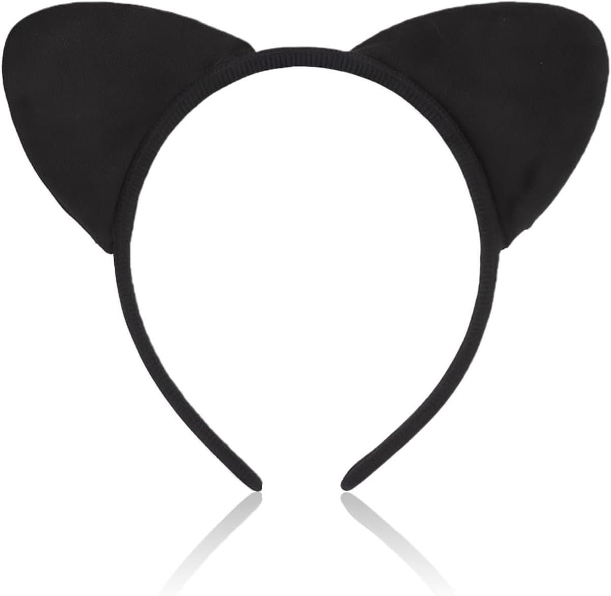 Hoofdband Kattenoren - Dieren Oortjes - Kostuum Feest - Zachte Stof - 1x1x1 cm - Zwart