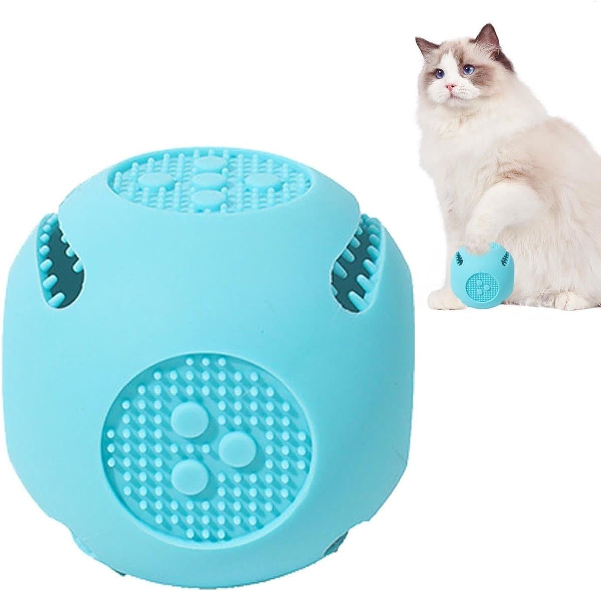 Honden Voedselbal - Interactief Speelgoed - Langzaam Eten - Duurzaam Siliconen - 8.5 cm - Blauw