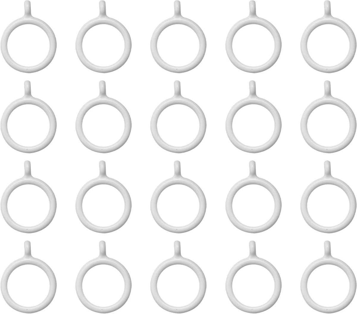 Gordijnringen Kunststof - Ring Haken - Gordijnen Ophangen - Met Oogjes - 25 mm Binnenmaat - Wit