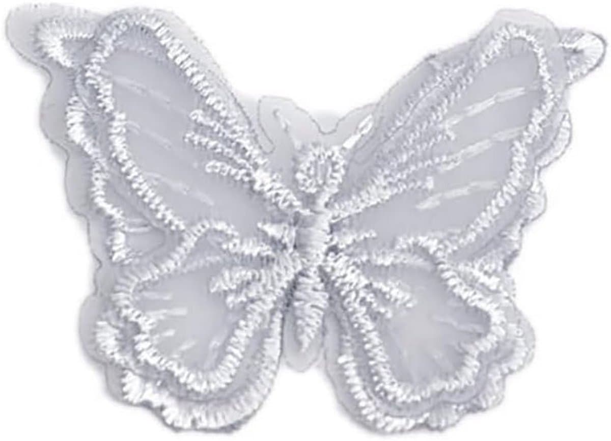 60 stuks vlinder borduurpatches van organza, DIY decoratie voor jurken, overhemden en jeans