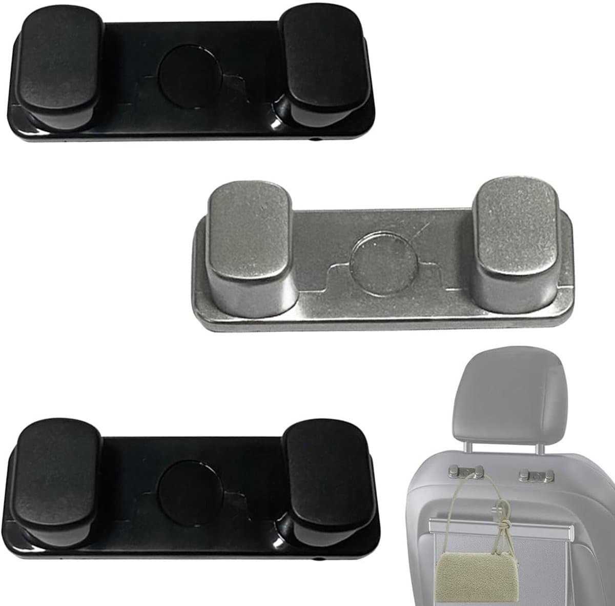 Dailygoods - Car Mini Hooks - Auto Organizer - Compact en Lichtgewicht - Zwart - Multi-Purpose Hooks - Ideaal voor Kabels en Sleutels - Geschikt voor...