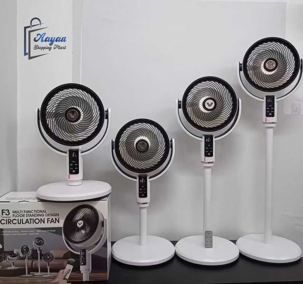 Multifunctionele Ventilator F3 – Verstelbare Circulatieventilator met Afstandsbediening & Oscillatie – Tafel-, Vloer- en Staande Ventilator – – circulatieventilator – 3 in 1 ventilator – tafel ventilator – 89928