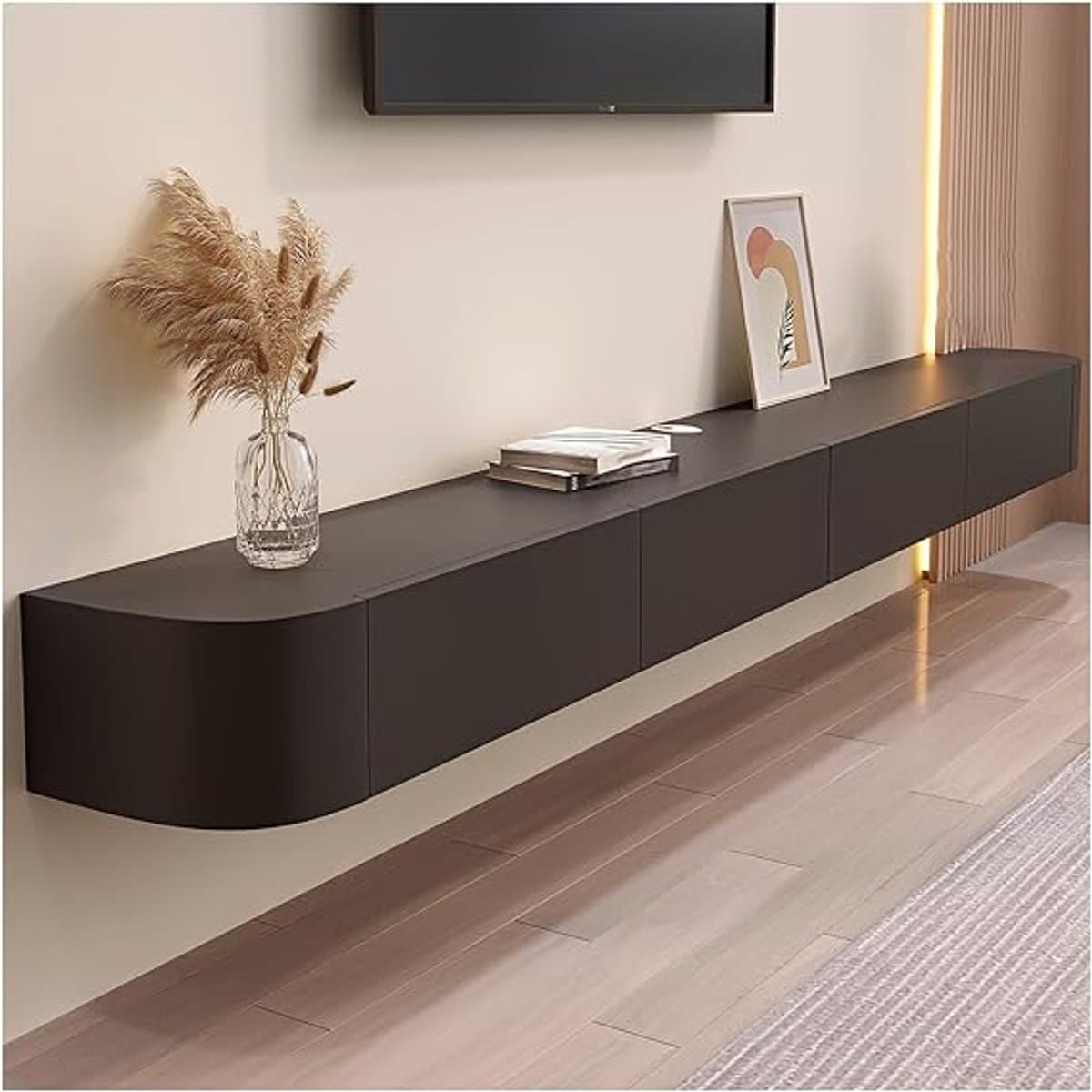 Zwevend TV-Meubel met Opberglades en Kabelmanagement 180x24x20 cm