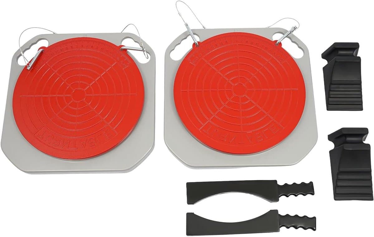 Wieluitlijningsplaten - Draaibare schijven - Auto uitlijnen - 360 graden draaibaar - 40 x 40 cm - Grijs met rood